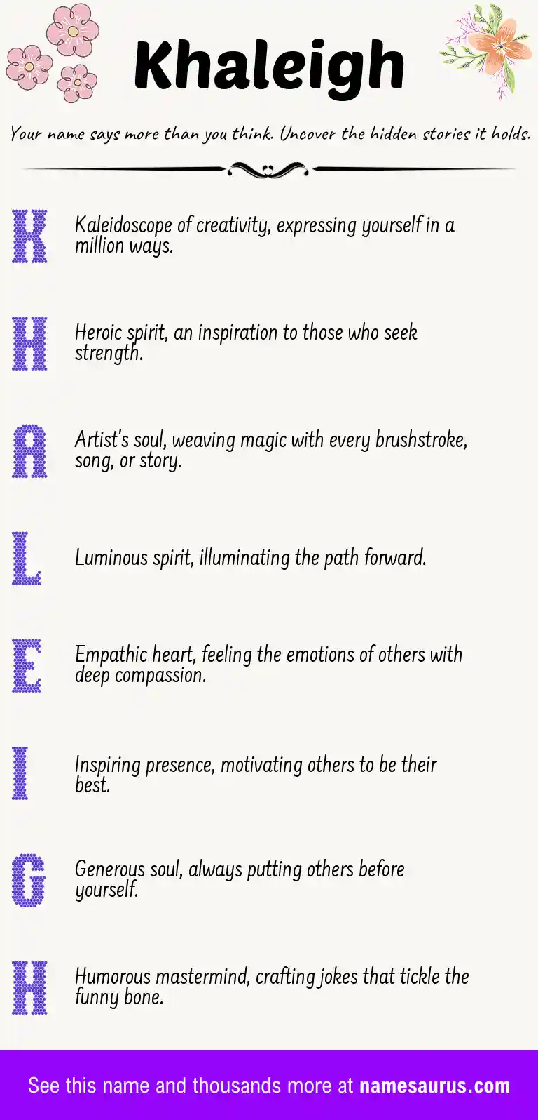 Acrostic poem about Khaleigh.