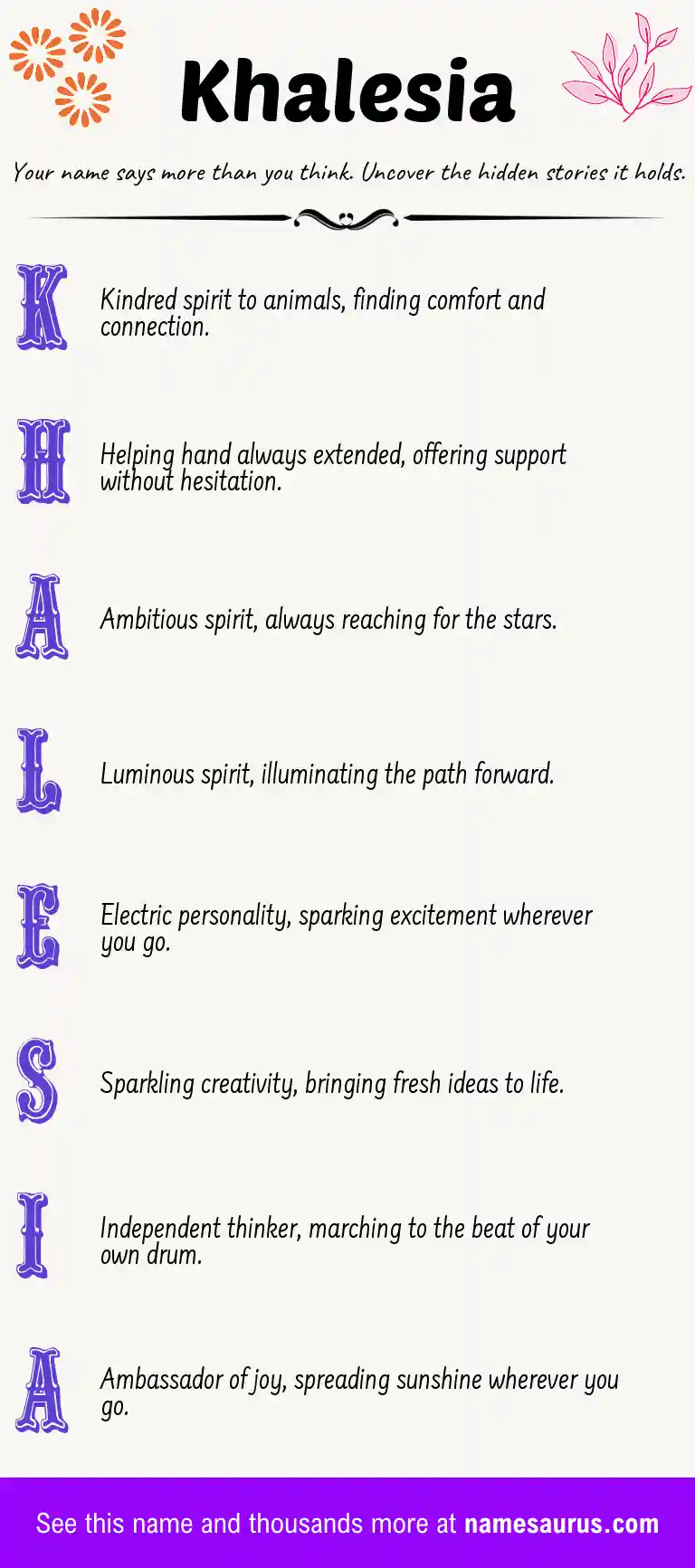 Acrostic poem about Khalesia.