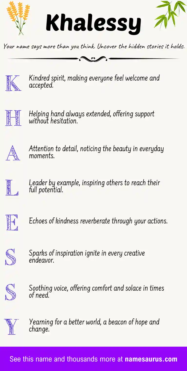 Acrostic poem about Khalessy.
