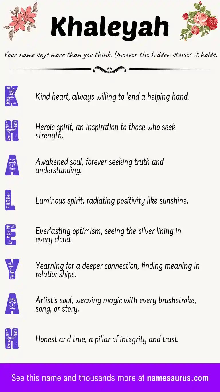 Acrostic poem about Khaleyah.