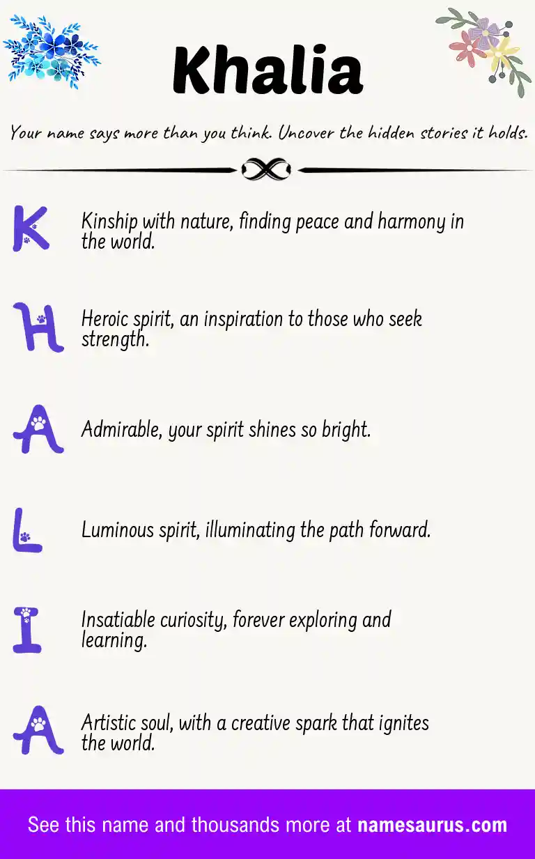 Acrostic poem about Khalia.