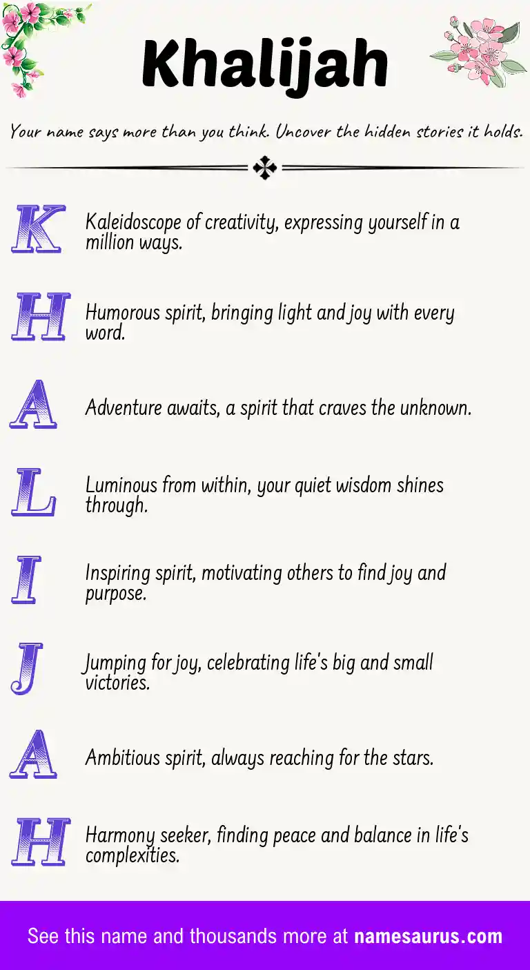 Acrostic poem about Khalijah.