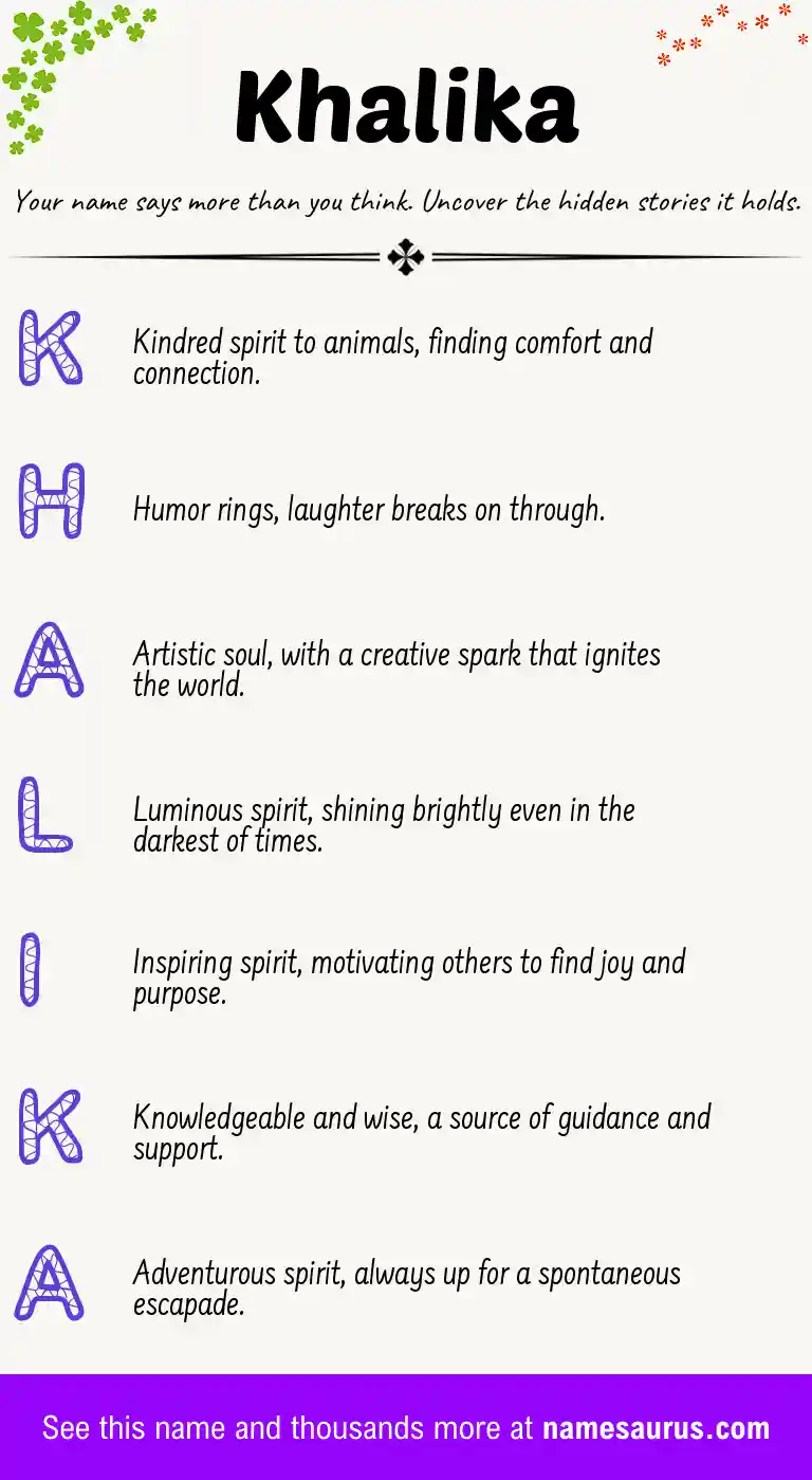 Acrostic poem about Khalika.