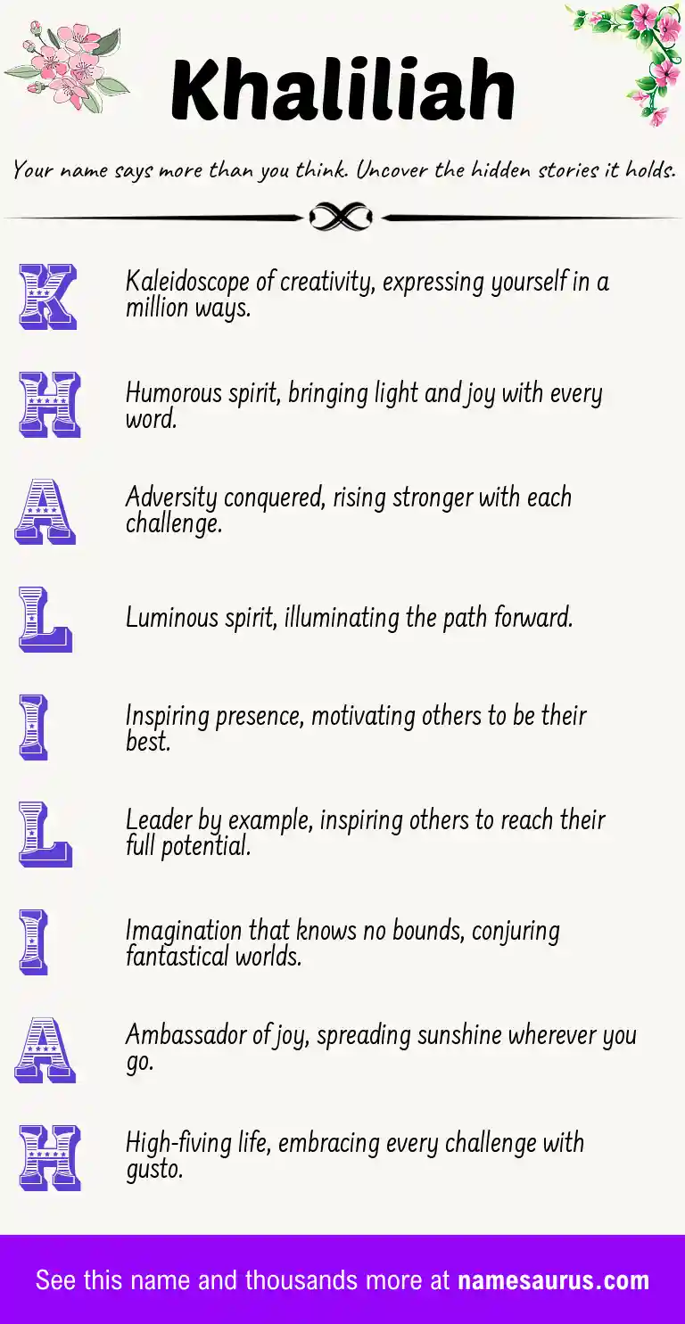 Acrostic poem about Khaliliah.