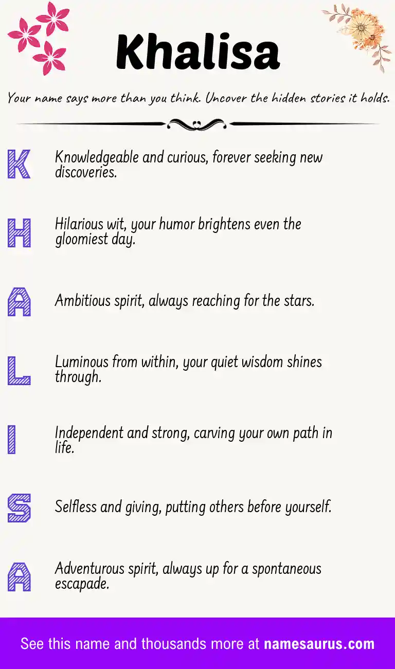 Acrostic poem about Khalisa.