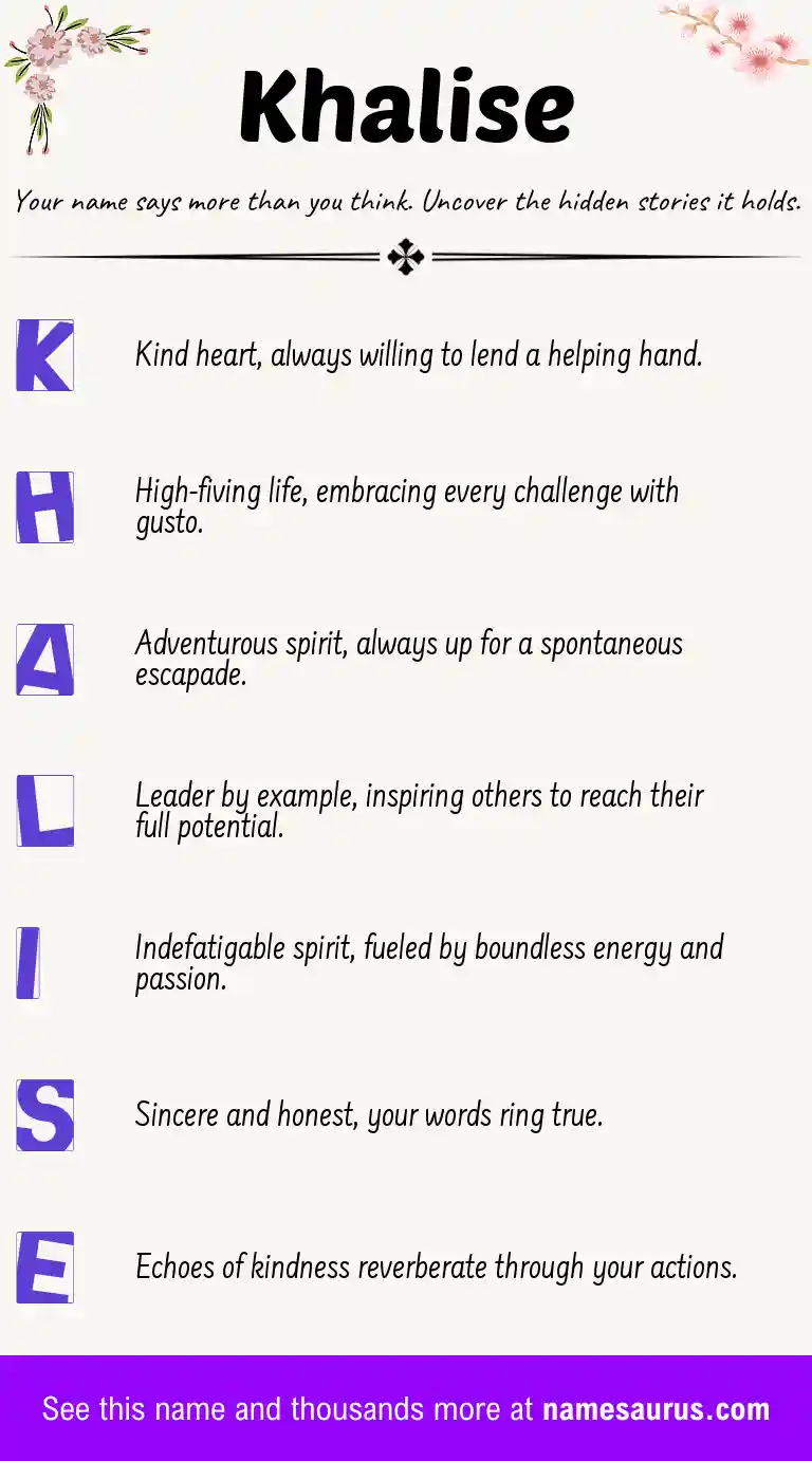 Acrostic poem about Khalise.