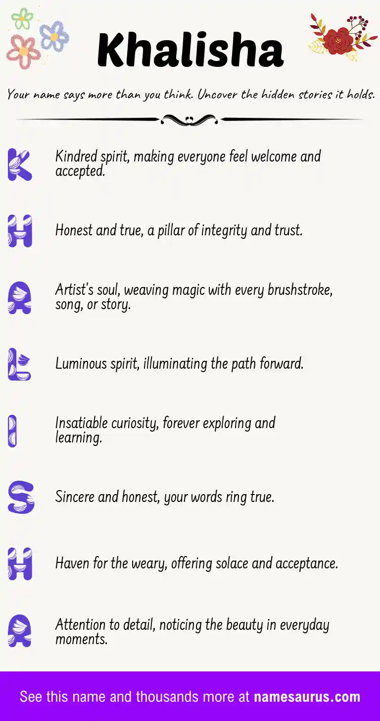 Acrostic poem about Khalisha.