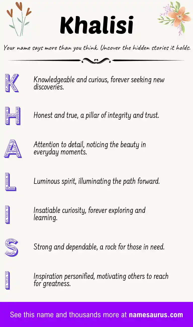 Acrostic poem about Khalisi.