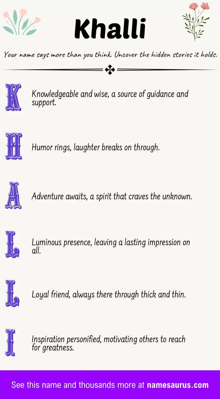 Acrostic poem about Khalli.