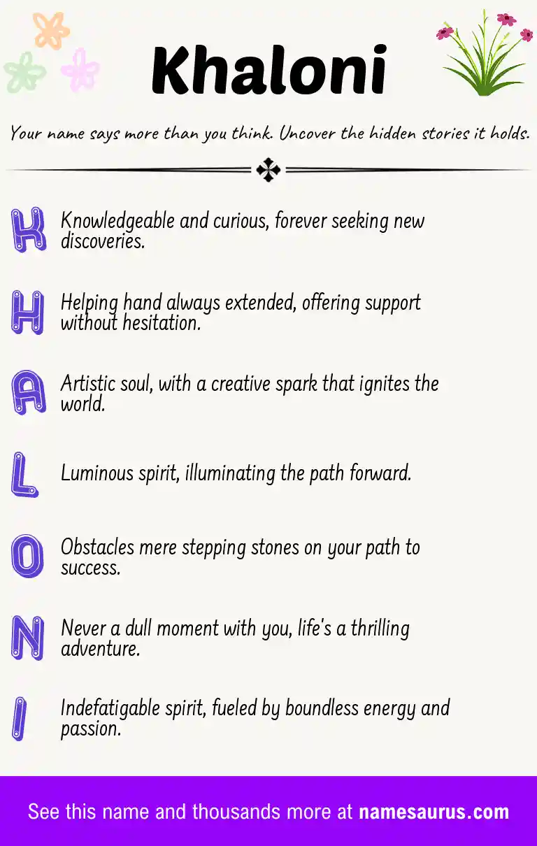 Acrostic poem about Khaloni.
