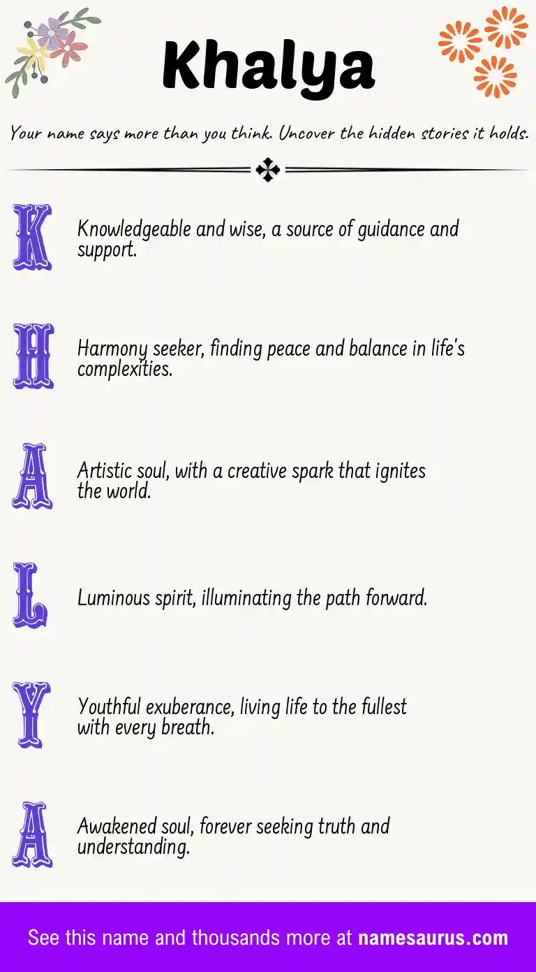 Acrostic poem about Khalya.