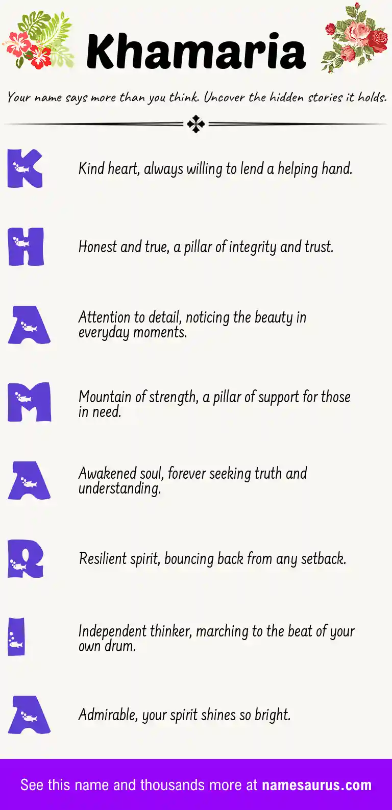 Acrostic poem about Khamaria.