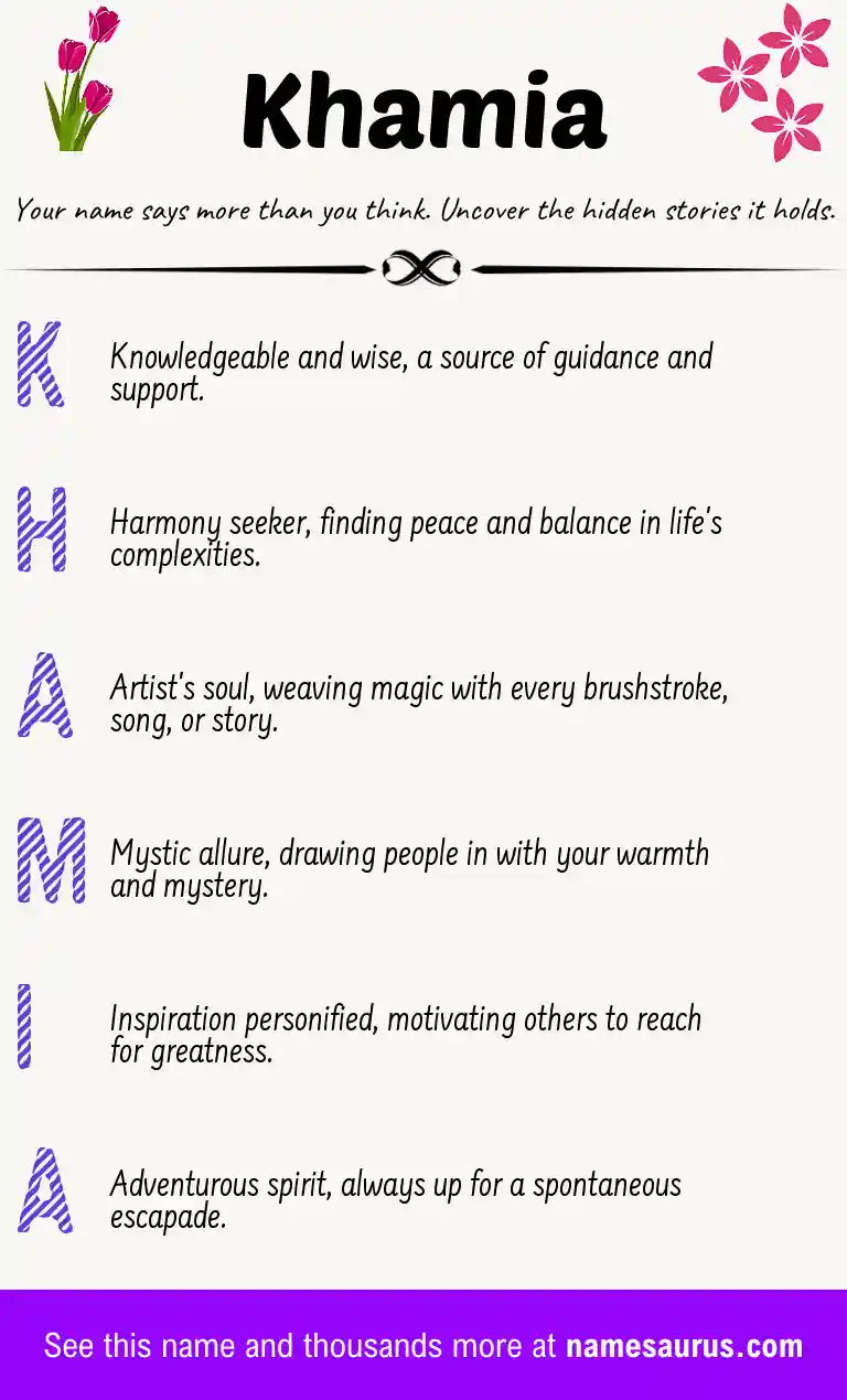 Acrostic poem about Khamia.