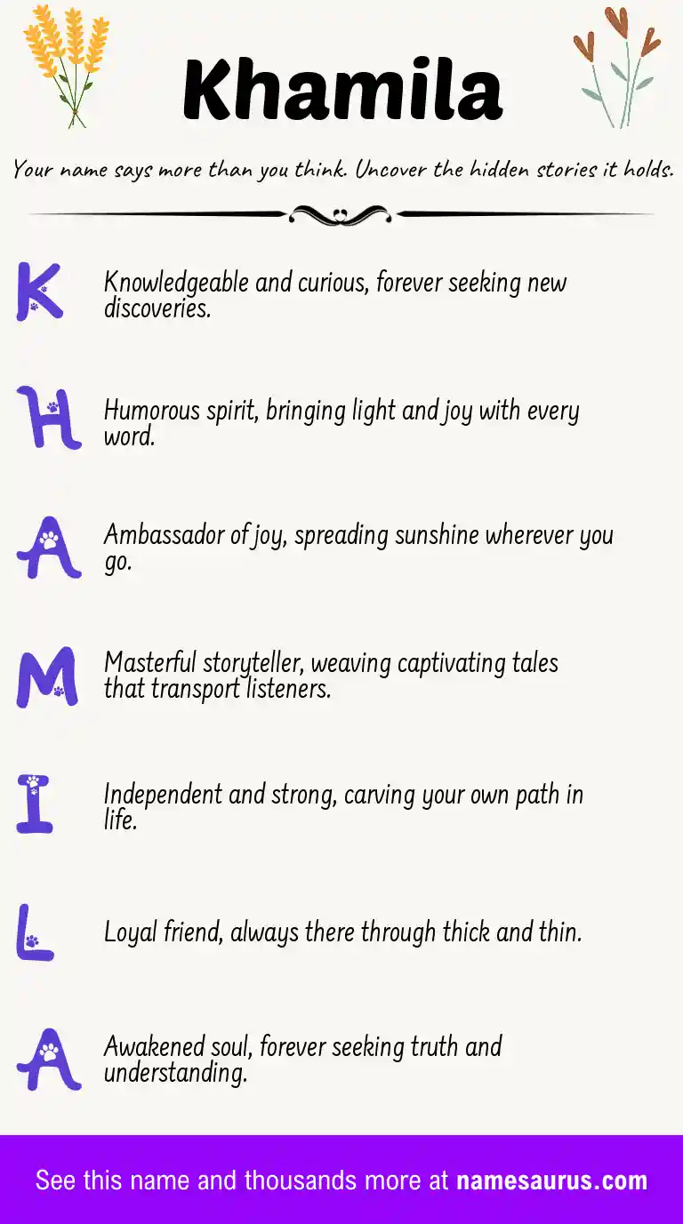 Acrostic poem about Khamila.