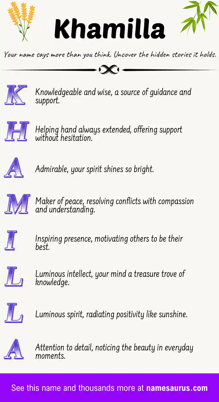 Acrostic poem about Khamilla.