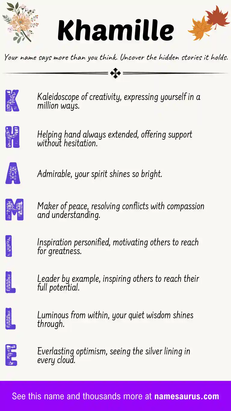 Acrostic poem about Khamille.