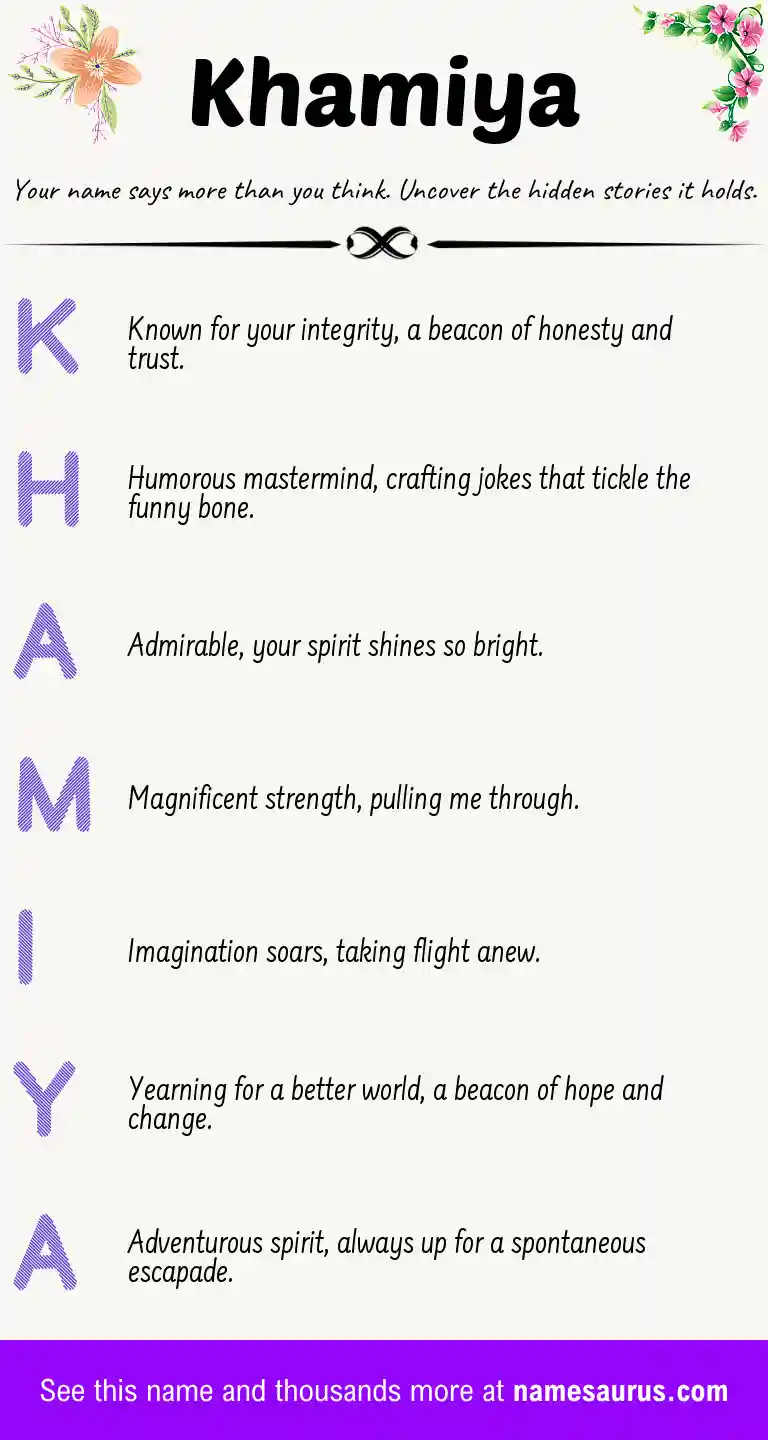 Acrostic poem about Khamiya.