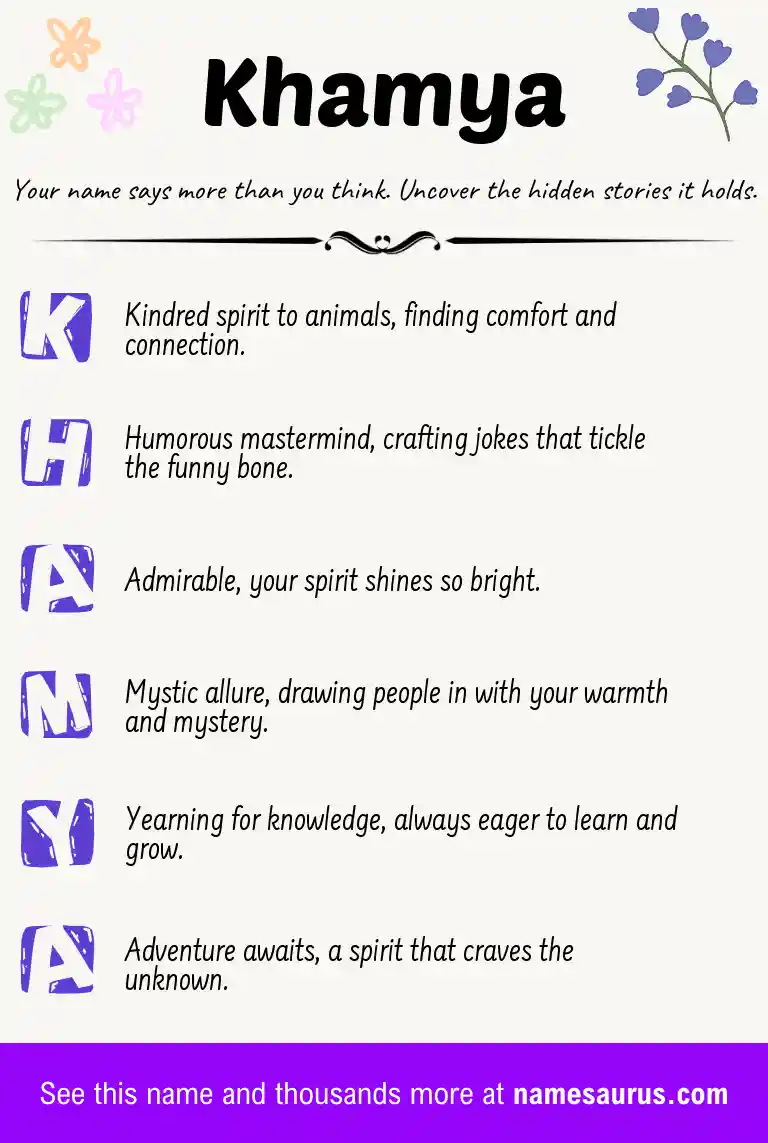 Acrostic poem about Khamya.