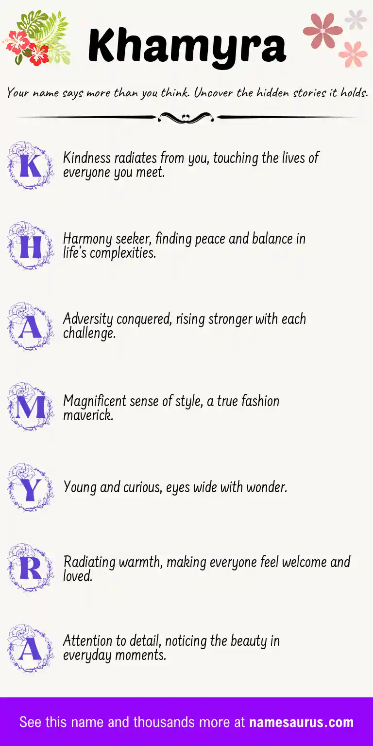 Acrostic poem about Khamyra.