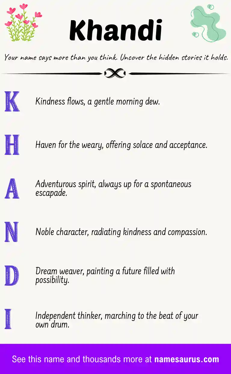 Acrostic poem about Khandi.