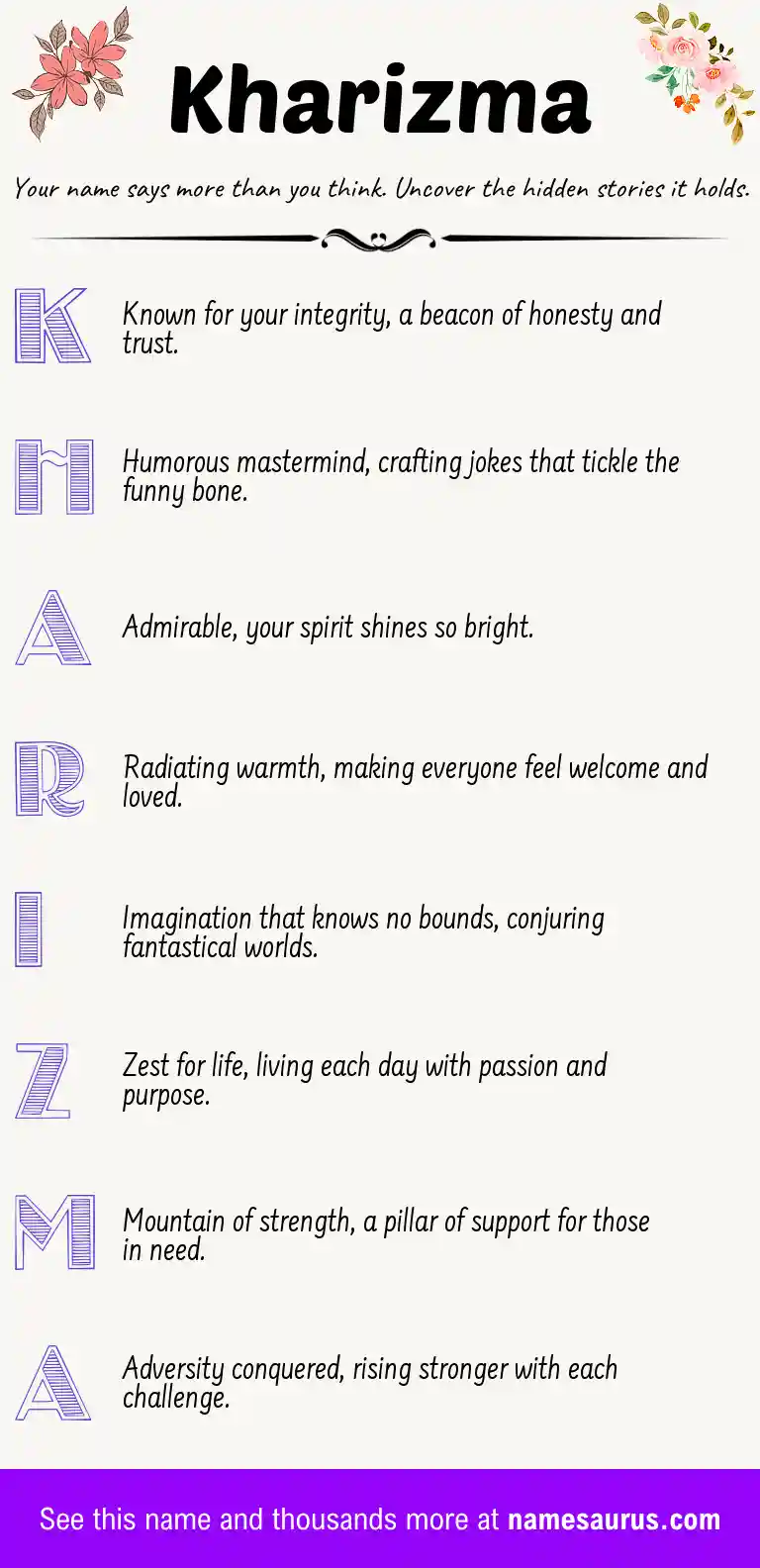 Acrostic poem about Kharizma.