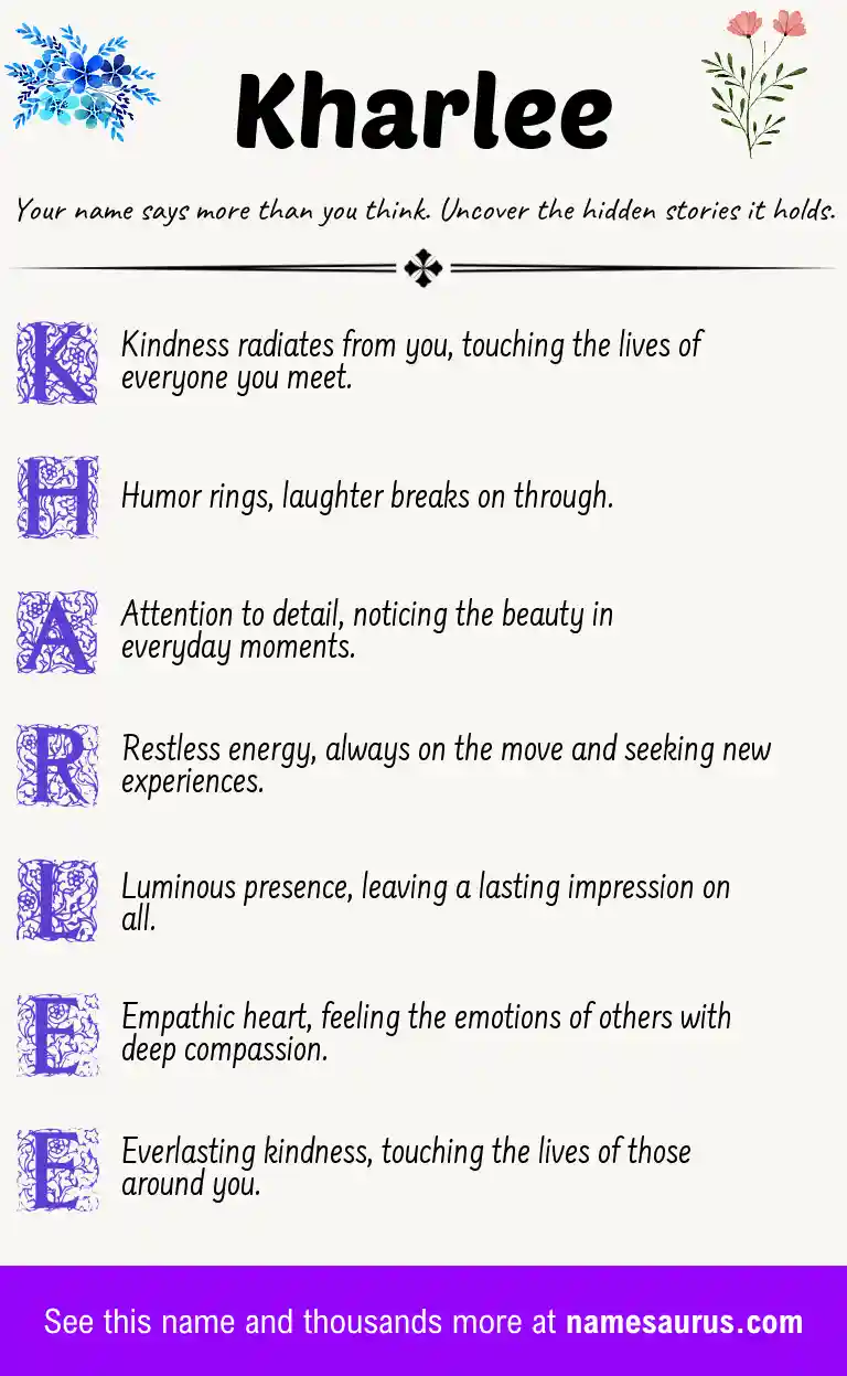 Acrostic poem about Kharlee.