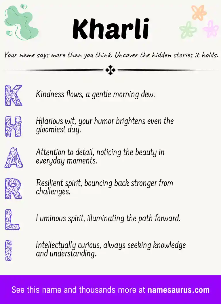Acrostic poem about Kharli.
