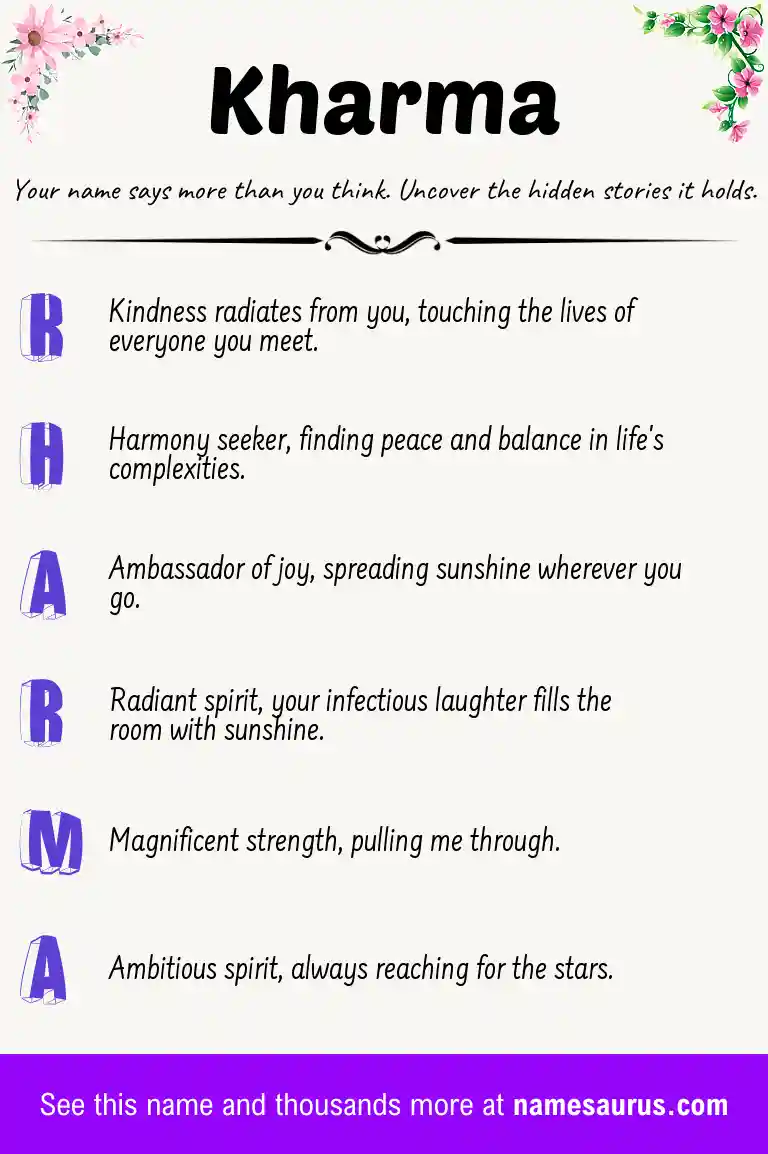Acrostic poem about Kharma.