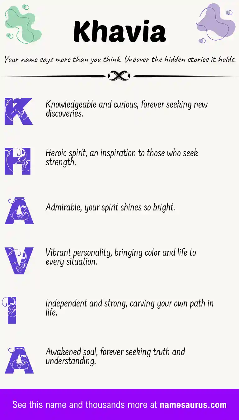 Acrostic poem about Khavia.