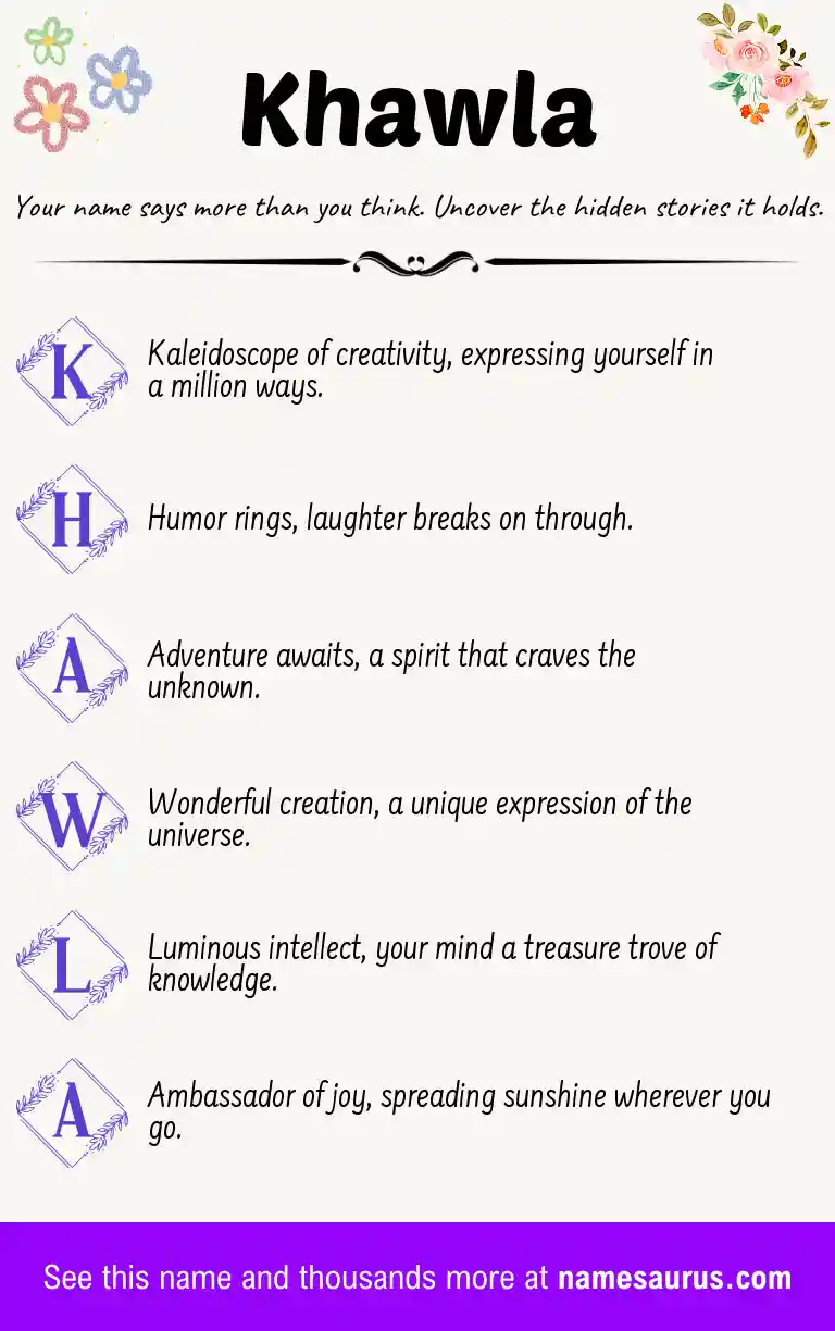 Acrostic poem about Khawla.
