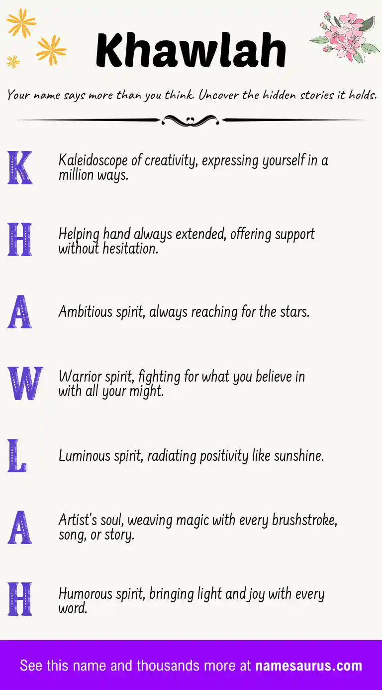 Acrostic poem about Khawlah.