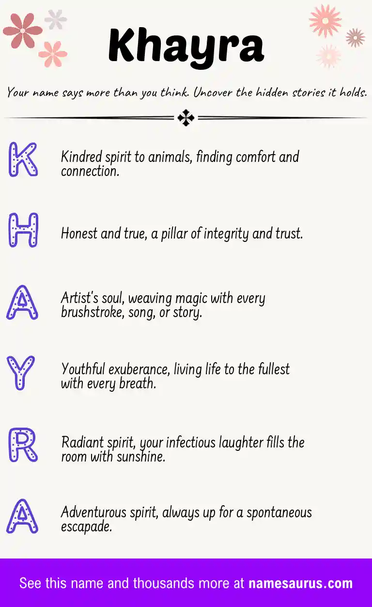 Acrostic poem about Khayra.