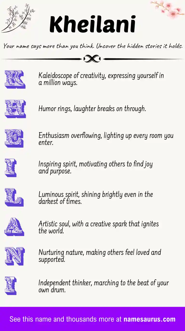 Acrostic poem about Kheilani.