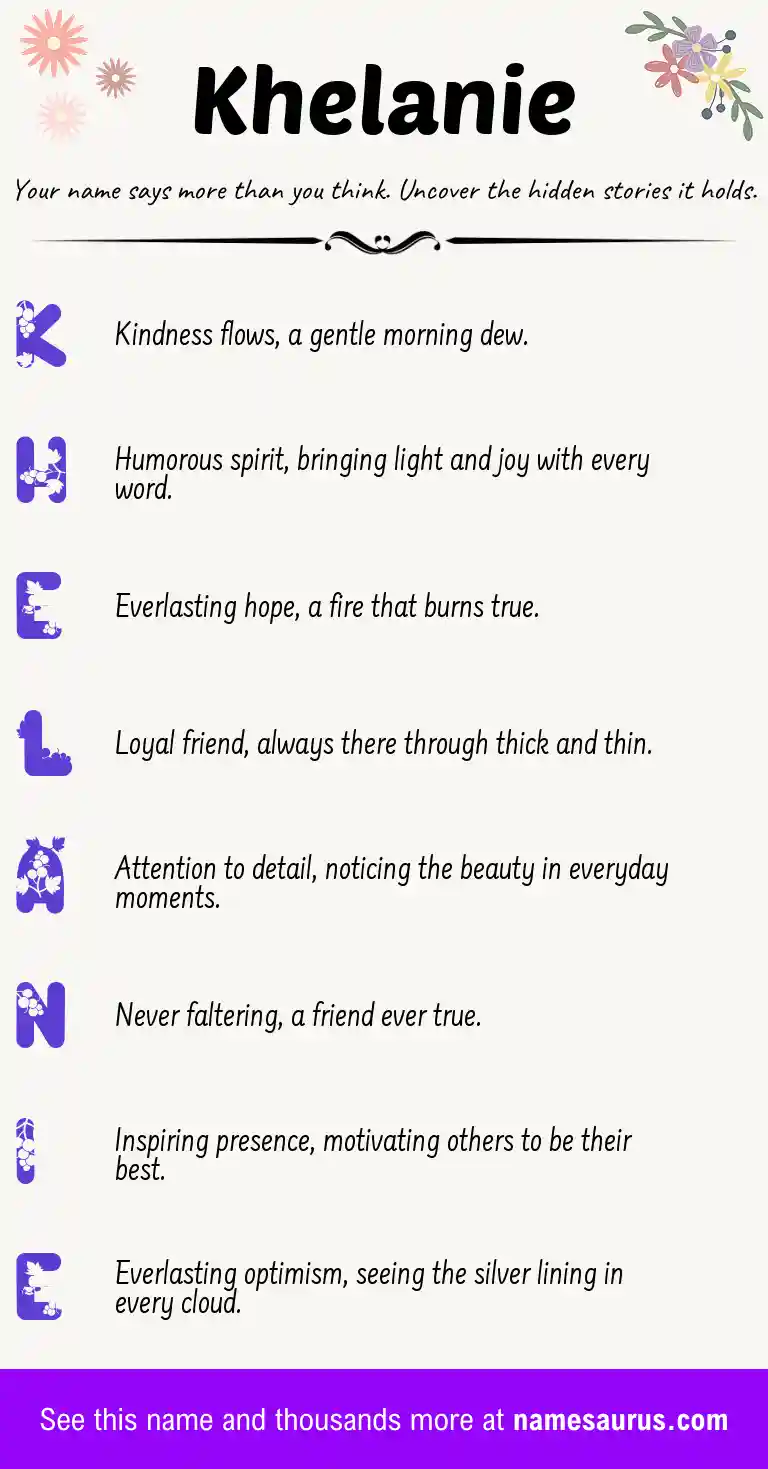 Acrostic poem about Khelanie.