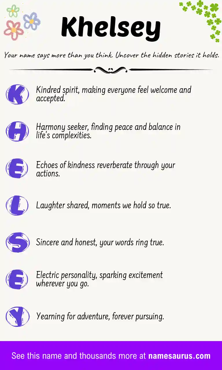 Acrostic poem about Khelsey.