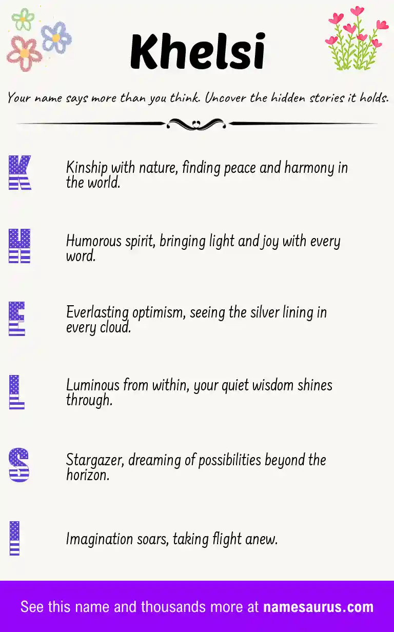 Acrostic poem about Khelsi.