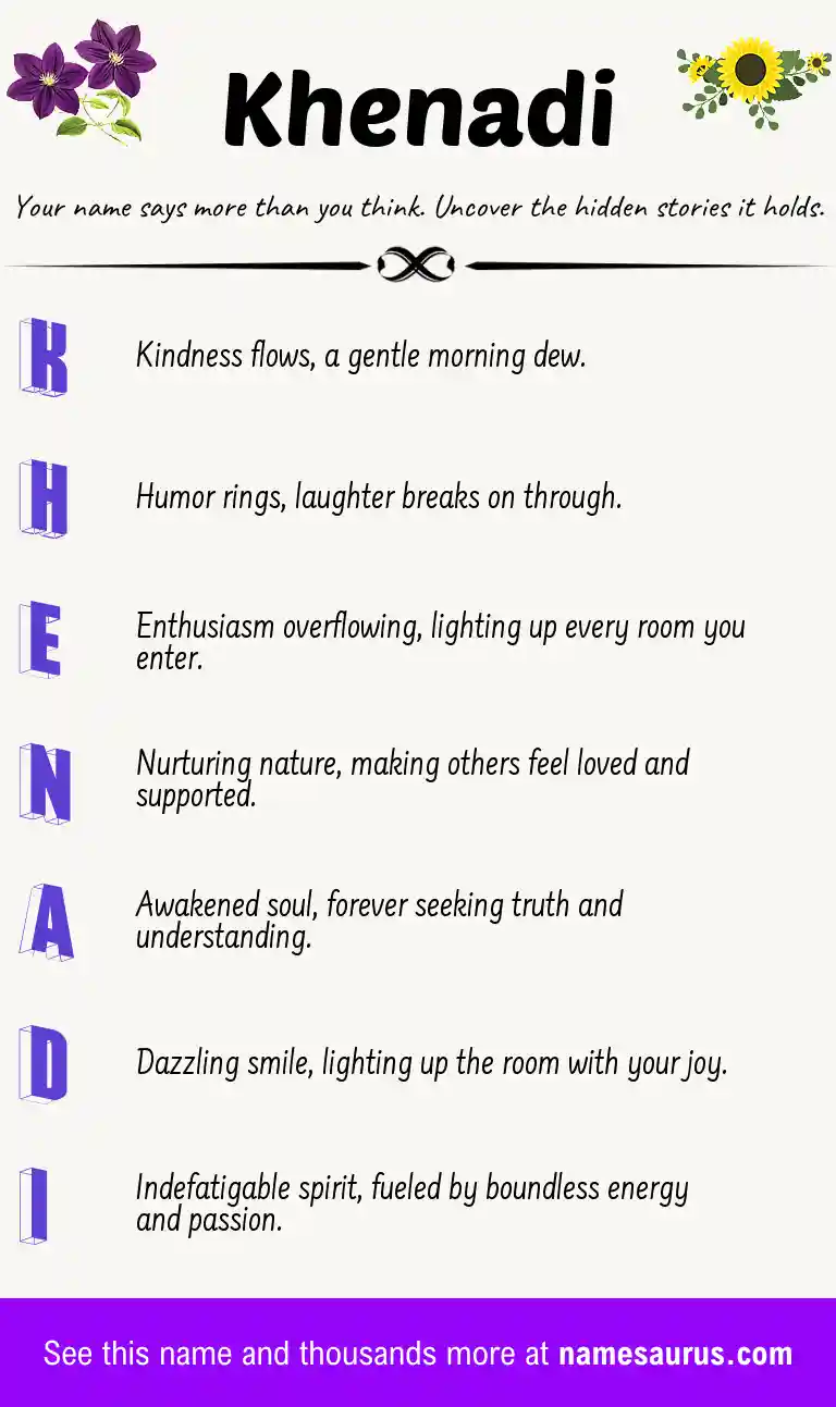 Acrostic poem about Khenadi.