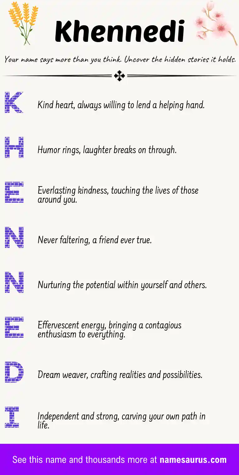 Acrostic poem about Khennedi.