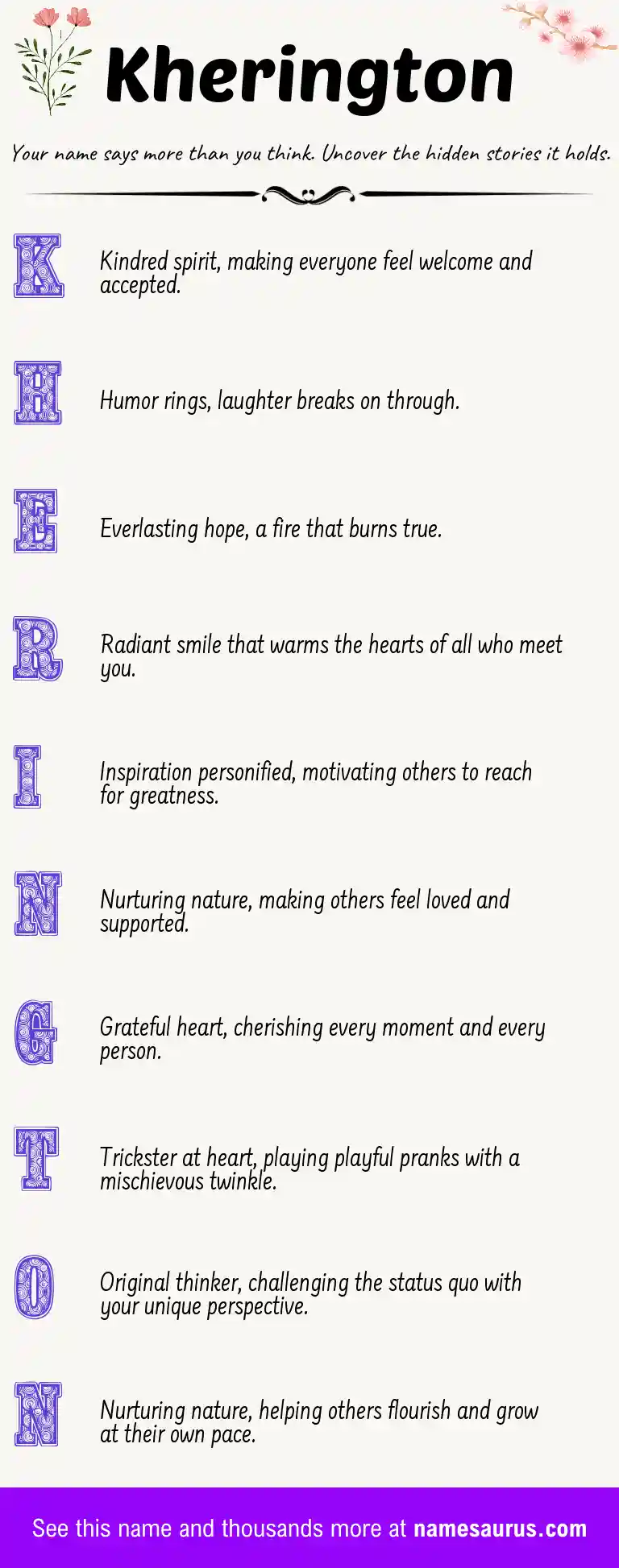Acrostic poem about Kherington.