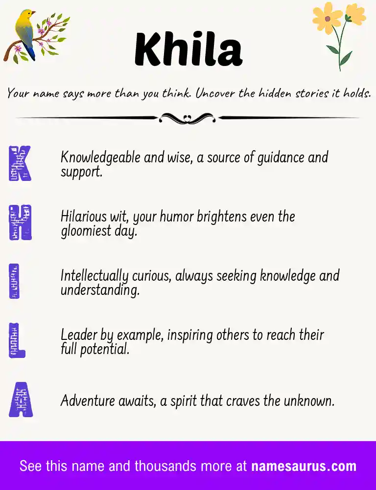 Acrostic poem about Khila.