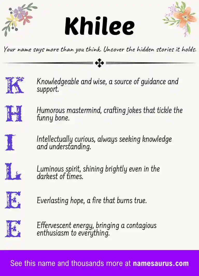 Acrostic poem about Khilee.