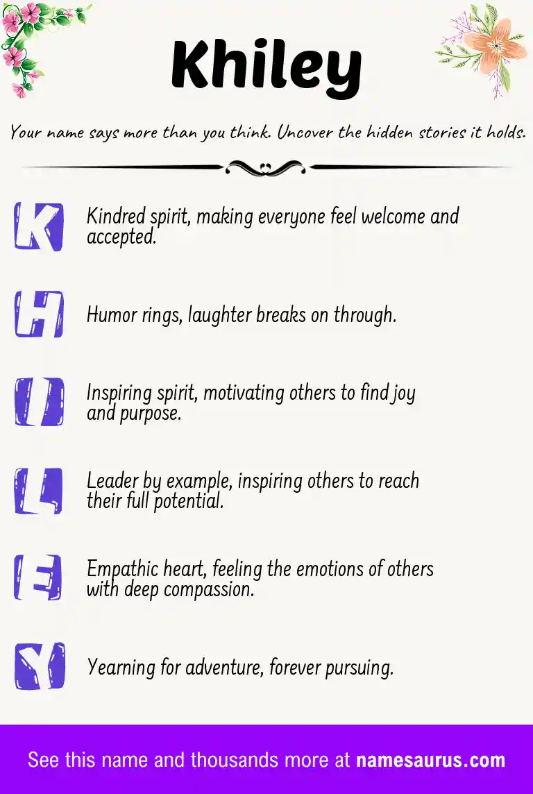 Acrostic poem about Khiley.