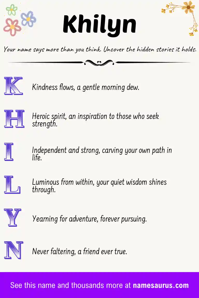 Acrostic poem about Khilyn.