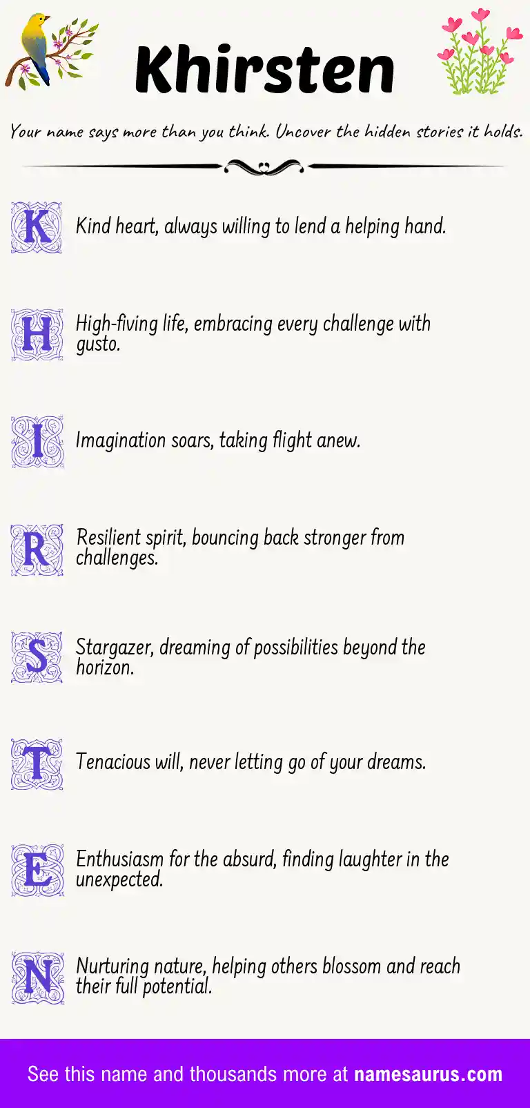 Acrostic poem about Khirsten.
