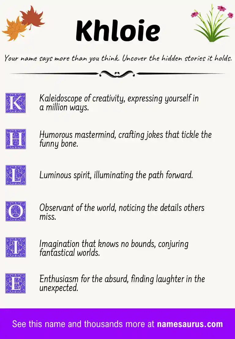 Acrostic poem about Khloie.