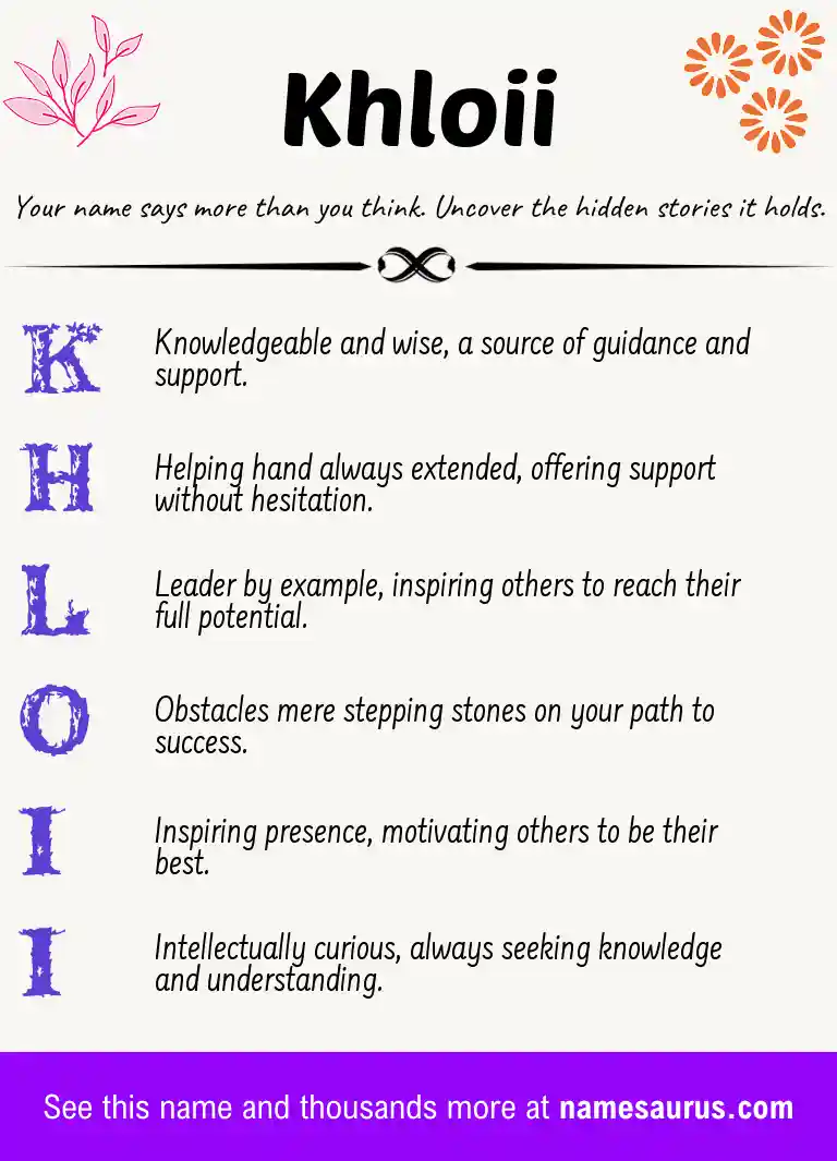 Acrostic poem about Khloii.