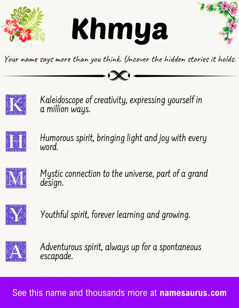 Acrostic poem about Khmya.