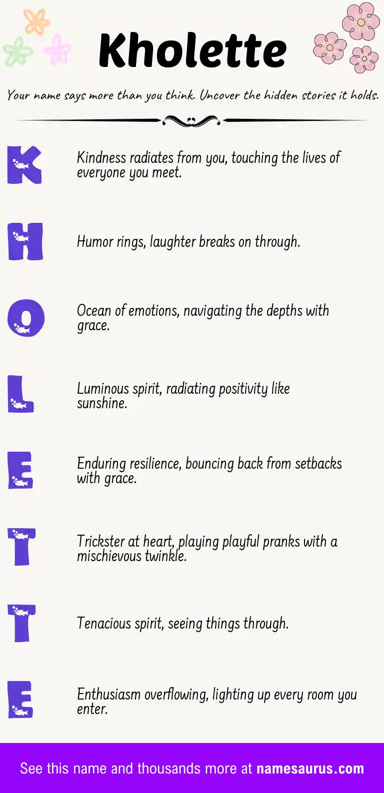 Acrostic poem about Kholette.