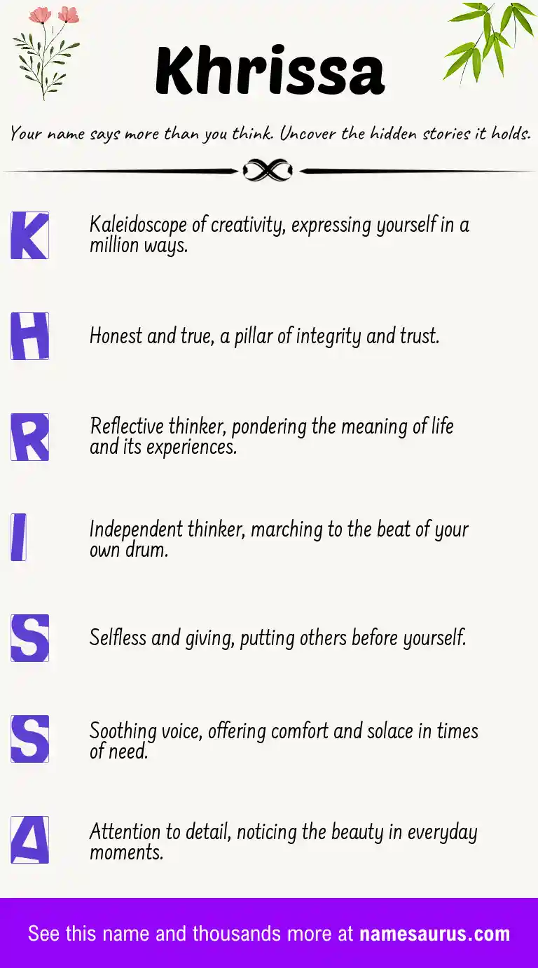 Acrostic poem about Khrissa.