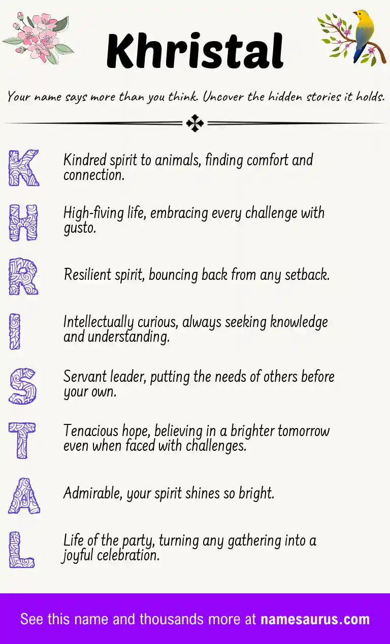 Acrostic poem about Khristal.